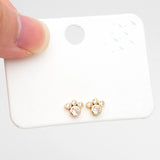 4pcs CZ Paved Pet Paw Print Ear Posts 6x7mm, Plated Brass Stud Earring