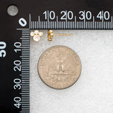 4pcs CZ Paved Pet Paw Print Ear Posts 6x7mm, Plated Brass Stud Earring