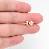 4pcs CZ Paved Pet Paw Print Ear Posts 6x7mm, Plated Brass Stud Earring