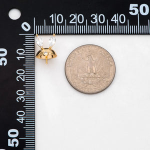 4pcs CZ Paved Rabbit Bead Caps, Real Plated Brass, Pearl Mounts, Pearl Findings