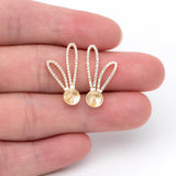 CZ Paved Rabbit Ear Posts, Bunny Stud Earrings, Pearl Earring Mounts