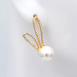 CZ Paved Rabbit Ear Posts, Bunny Stud Earrings, Pearl Earring Mounts