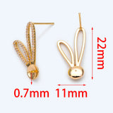 CZ Paved Rabbit Ear Posts, Bunny Stud Earrings, Pearl Earring Mounts