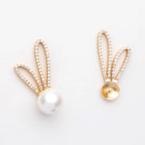 CZ Paved Rabbit Ear Posts, Bunny Stud Earrings, Pearl Earring Mounts