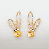 CZ Paved Rabbit Ear Posts, Bunny Stud Earrings, Pearl Earring Mounts