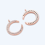 4pcs CZ Paved Rose Moon Charms 14x11mm, Half Moon Ring Pendants