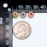 4pcs CZ Round Beads 8mm, Gold/Rhodium/Rose Plated Brass