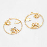 4pcs CZ Paved Boy/Girl Charms, 18K Plated, Sun Cloud Pendants (GB-3186)