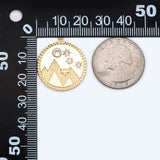 4pcs CZ Paved Round Charms 25x23mm 18K Plated Brass Disk