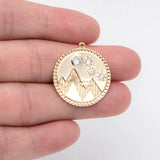 4pcs CZ Paved Round Charms 25x23mm 18K Plated Brass Disk
