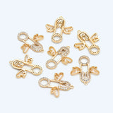 4pcs CZ Paved Safety Pin with Wing Charm Plated Brass Pendants