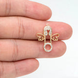 4pcs CZ Paved Safety Pin with Wing Charm Plated Brass Pendants