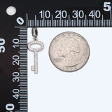 4pcs CZ Paved Silver Key Charms 21x10mm