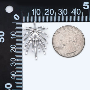 4pcs CZ Paved Fireworks Charm 27x14mm Silver Tone DIY Pendant Drop Bail