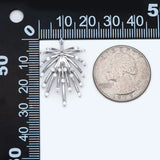 4pcs CZ Paved Fireworks Charm 27x14mm Silver Tone DIY Pendant Drop Bail