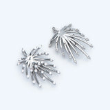 4pcs CZ Paved Fireworks Charm 27x14mm Silver Tone DIY Pendant Drop Bail
