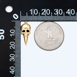 4pcs CZ Paved Skull Charm, Real Plated Brass