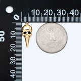 4pcs CZ Paved Skull Charm, Real Plated Brass