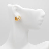 CZ Paved Square Earrings, 18K Plated Brass, Geometric Hoop Earrings