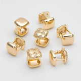 CZ Paved Square Earrings, 18K Plated Brass, Geometric Hoop Earrings