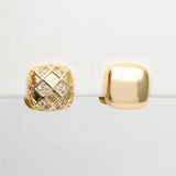 CZ Paved Square Earrings, 18K Plated Brass, Geometric Hoop Earrings