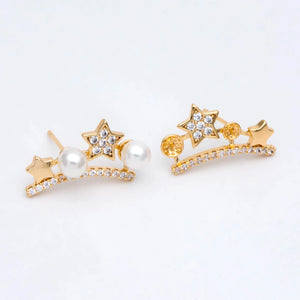 CZ Paved Star Ear Posts, Bar Earring, Pearl Mounts, Earring Settings