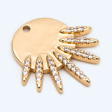 4pcs CZ Paved Sun Charms, 18K Plated Disc Pendants, DIY Jewelry Making