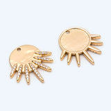 4pcs CZ Paved Sun Charms, 18K Plated Disc Pendants, DIY Jewelry Making