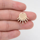4pcs CZ Paved Sun Charms, 18K Plated Disc Pendants, DIY Jewelry Making