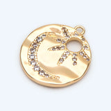4pcs CZ Paved Sun and Moon Charms, 18K Plated Brass, Disk Pendants