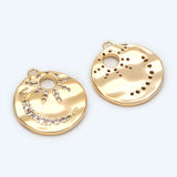 4pcs CZ Paved Sun and Moon Charms, 18K Plated Brass, Disk Pendants