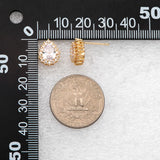 4pcs CZ Paved Teardrop Ear Posts, 18K Plated Brass, Water Drop Stud Earrings