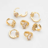 CZ Paved Tiny Crown Hoop Earrings, 9mm, Cartilage Hoop