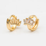 CZ Paved Tiny Crown Hoop Earrings, 9mm, Cartilage Hoop