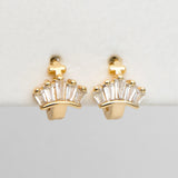CZ Paved Tiny Crown Hoop Earrings, 9mm, Cartilage Hoop
