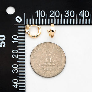 CZ Paved Tiny Star Hoop Earrings, 18K Plated Brass