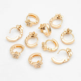 CZ Paved Tiny Star Hoop Earrings, 18K Plated Brass
