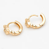 CZ Paved Tiny Star Hoop Earrings, 18K Plated Brass