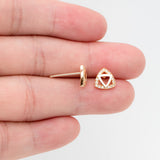 CZ Paved Triangle Earrings 8mm, 18K Plated, Stud Earrings