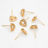 CZ Paved Triangle Earrings 8mm, 18K Plated, Stud Earrings