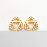 CZ Paved Triangle Earrings 8mm, 18K Plated, Stud Earrings