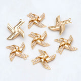 4pcs CZ Paved Windmill Charm Pendant DIY Jewelry Making Supply (GB-2999)