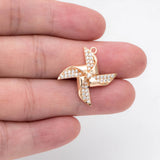 4pcs CZ Paved Windmill Charm Pendant DIY Jewelry Making Supply (GB-2999)