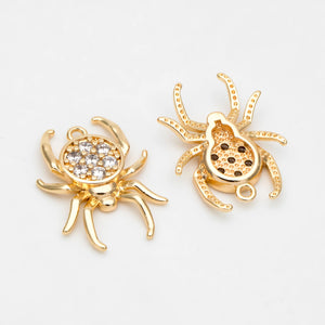 4pcs CZ Spider Charms, Araneid Pendants For DIY Jewelry Making (GB-3502)