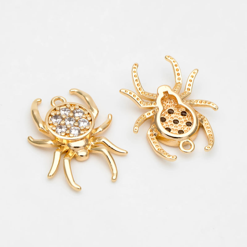 4pcs CZ Spider Charms, Araneid Pendants For DIY Jewelry Making (GB-3502)