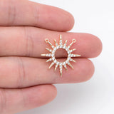 4pcs CZ Sun Charm Real Plated Brass Jewelry Supply