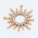 4pcs CZ Sun Charm Real Plated Brass Jewelry Supply