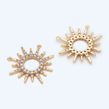 4pcs CZ Sun Charm Real Plated Brass Jewelry Supply