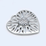 4pcs CZ Paved Heart Pendants 21.5mm, Rhodium Plated Brass, DIY Jewelry Making