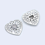 4pcs CZ Paved Heart Pendants 21.5mm, Rhodium Plated Brass, DIY Jewelry Making